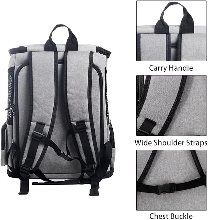 Cat Backpack Expandable for Hiking, Ventilated Kitty Backpack with Comfortable Shoulder Straps, Breathable Pet Carrier for Outdoor Travel, Camping & Walking