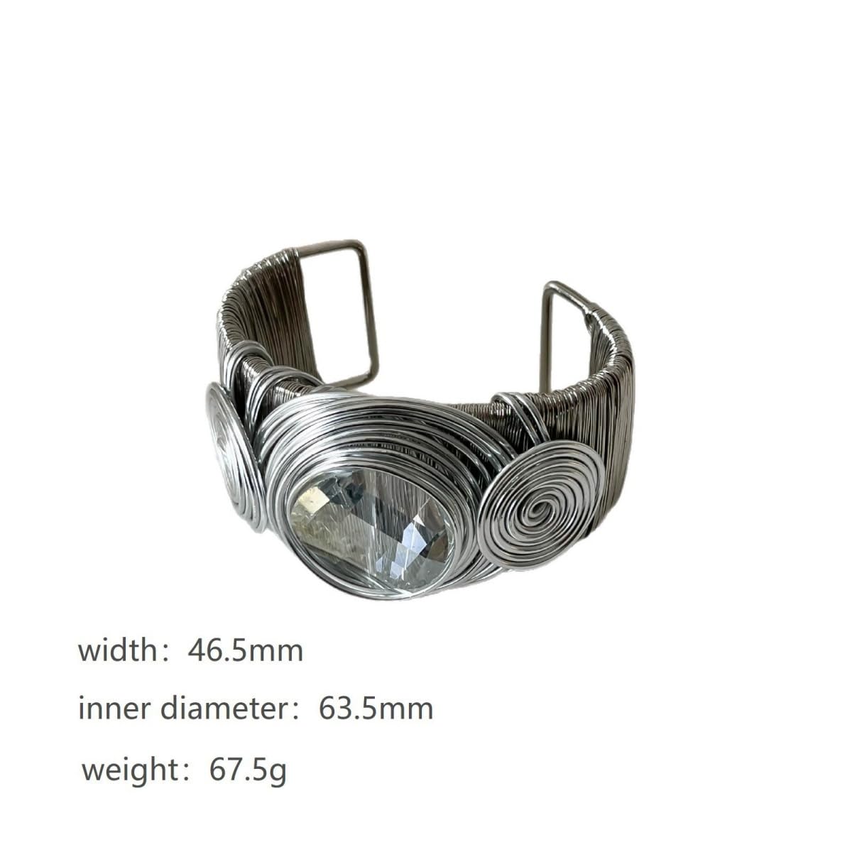 MOEEIJEW Chunky Gold Cuff Bangles Bracelets for Women Wide Silver Open African Bangle Large Rhinestone Bracelets Trendy Punk Jewelry(Gray Crystal)