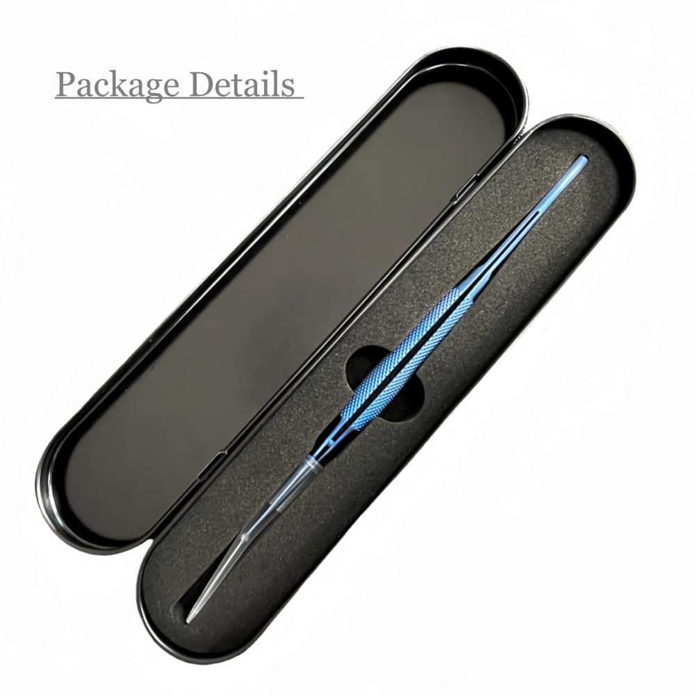 Precision Titanium Alloy Tweezers for Electronics Repair Non-magnetic Non-slip Jump Wire Microscope Tweezers for Micro Soldering Work PCB Motherboard Repair (Curved Tip)