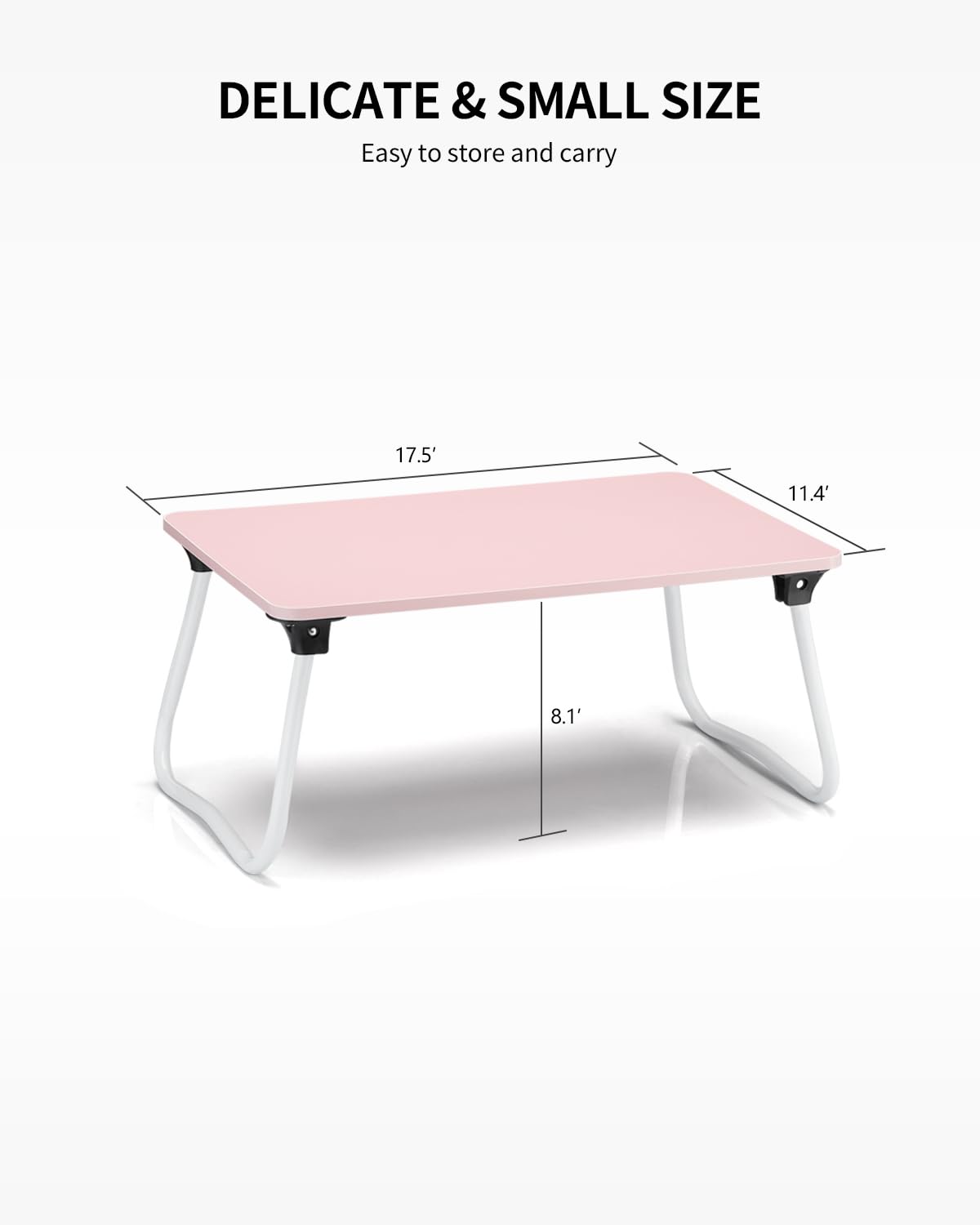 Ruxury Foldable Lap Desk Laptop Stand Bed Desk Table Tray, Breakfast Serving Tray, Portable & Lightweight Mini Table, Lap Tablet Desk for Sofa Couch Floor - Pink