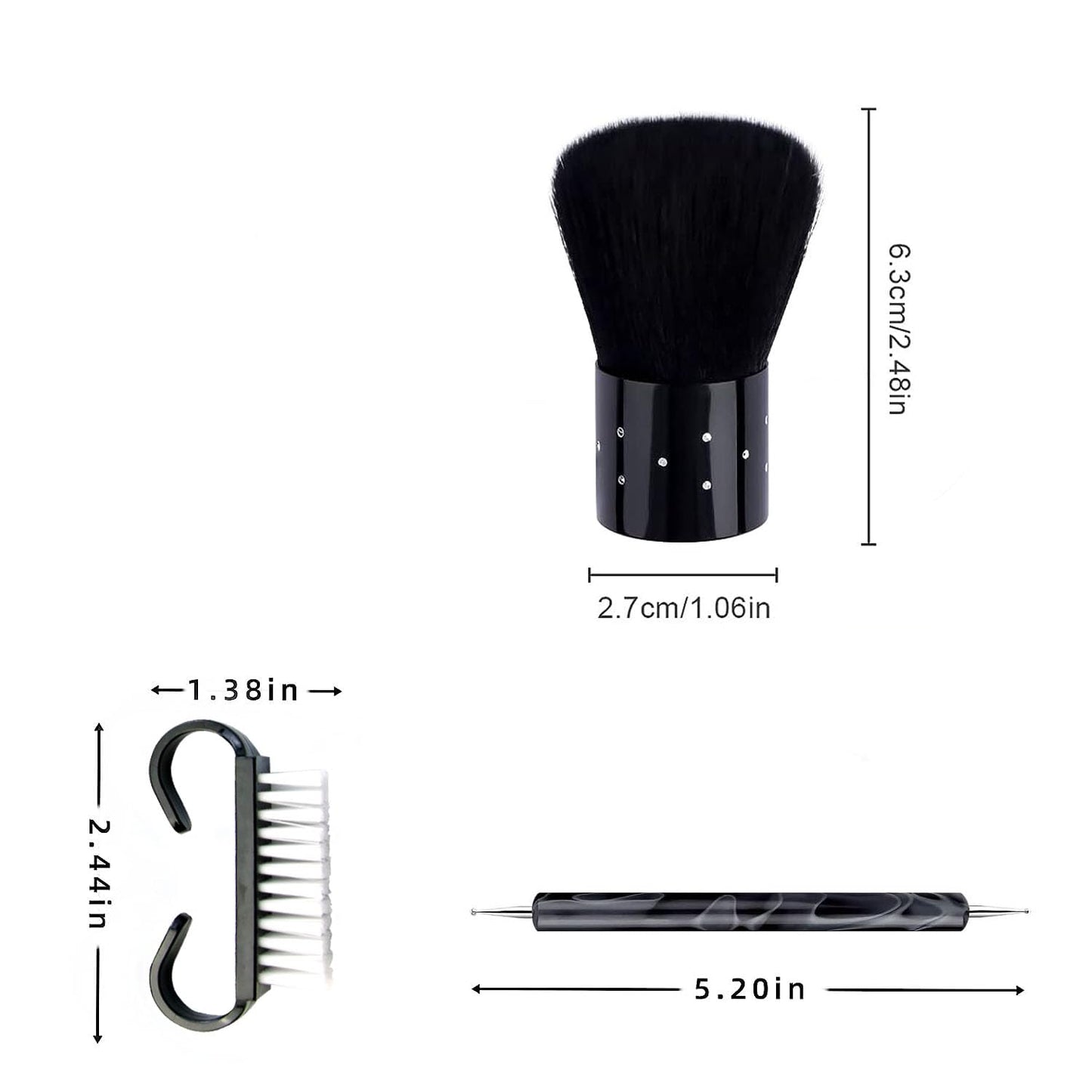 28Pcs Black Handle Nail Art Brush Set - All-in-One Manicure Tool Kit with Cuticle Brush, Dust Brush, Liner Brush & Builder Gel Brushes for Salon & DIY Nail Art