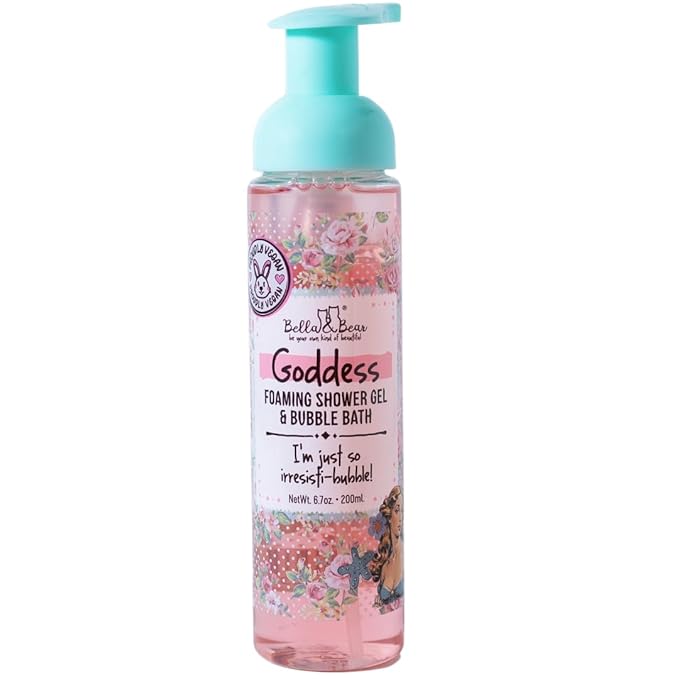 Bella & Bear Goddess Mega Bath & Body Gift Set with Foaming Shower Gel & Bubble Bath, Bath Milk, Body Scrub & Lip Scrub and Lip Butter - Gift for Women for Easter gifts or Mothers Day basket.