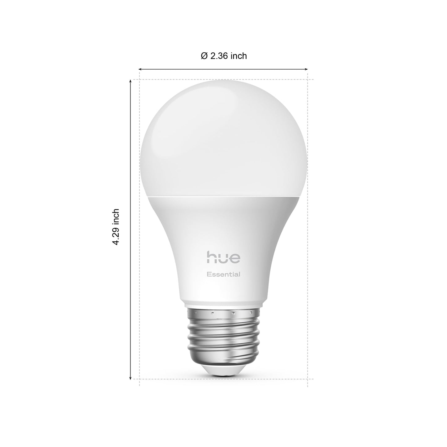 Philips Hue Essential Smart LED A19 Bulb, White and Color Ambiance, E26 Base, 8.8W, 2200K-6500K, 800 Lumens, Dimmable, Works with Alexa, Google, and Apple Home, 4-Pack