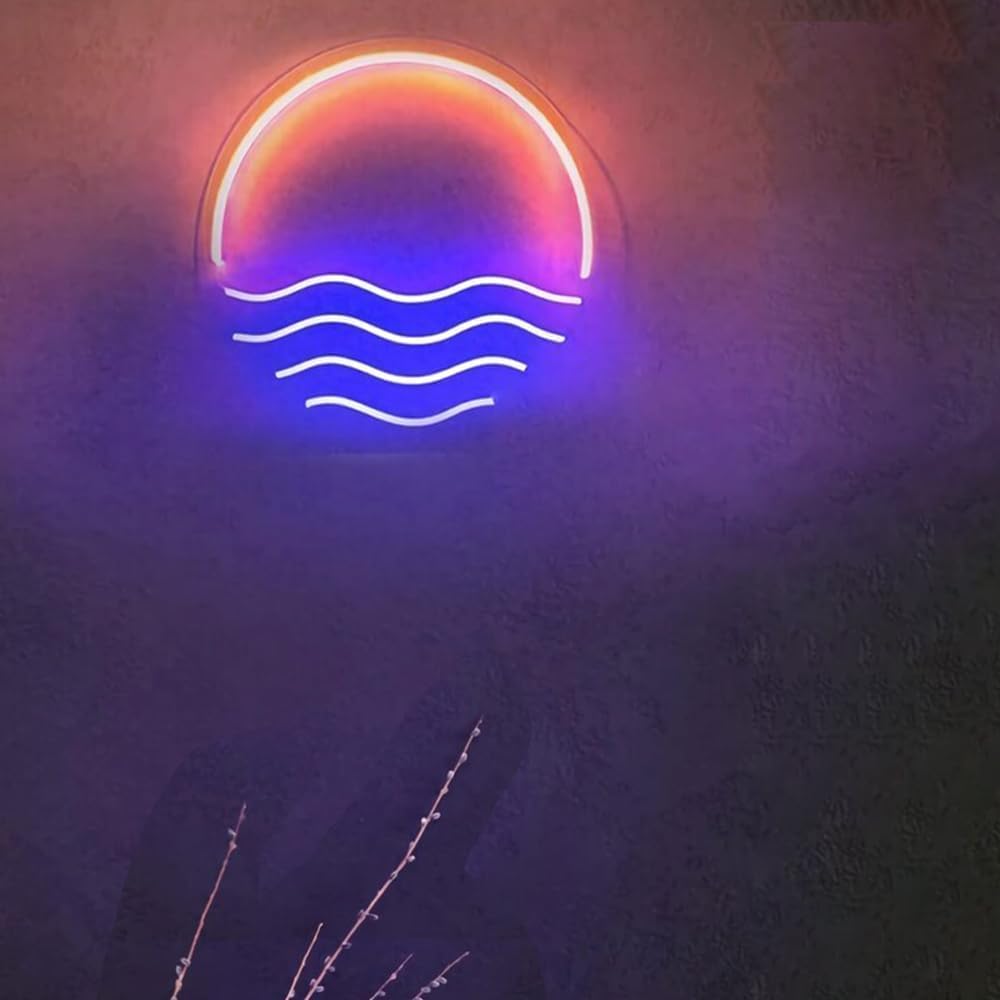 LED Decorative Lights USB Mountains Sunrise Sunset Led Neon Signs Home Decoration Wall Art Holiday Gift Brightness Adjustable 15''x15''