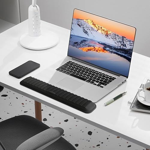 MEKASS Ergonomic Wrist Rest for Keyboard and Mouse, Soft Memory Foam Keyboard Wrist Rest Set with Non-Slip Silicone Base, Easy Typing, Pain Relief, Comfort for Office, Work, Gaming (White)