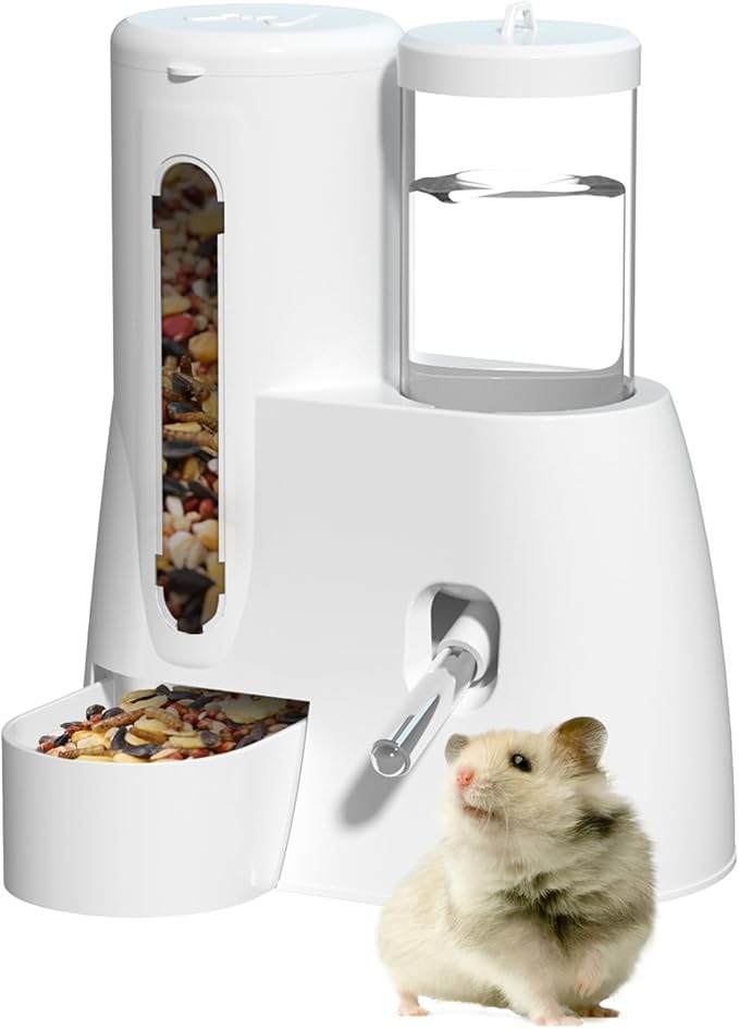 2 in 1 No Drip Hamster Water Bottle - Automatic Food Bowl(Pink)