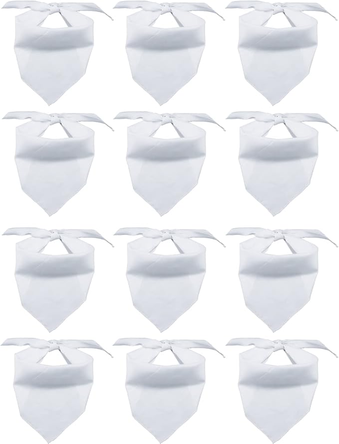 24 Pieces Sublimation Pet Bandanas White Heat Transfer Triangle Dog Scarf Blank Big Washable DIY Polyester Dog Bibs Kerchief Apparel Accessories for Dogs Puppy Cats (White-24Pack)