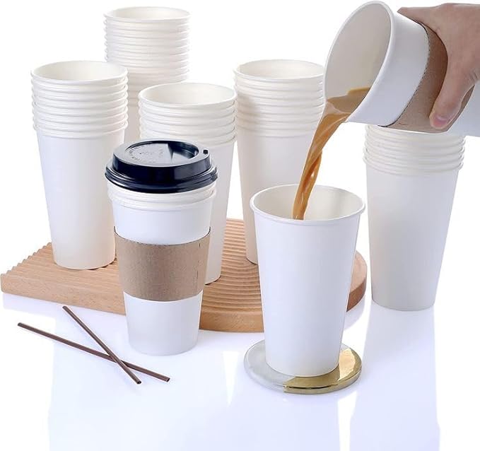 Paper Cups 12 oz 200 Pack for Coffee & Tea Made in USA | Bulk 200 Count for Home, Office, Restaurants & Parties | Recyclable Disposable 12 Ounce To-Go Cups for Hot Drinks