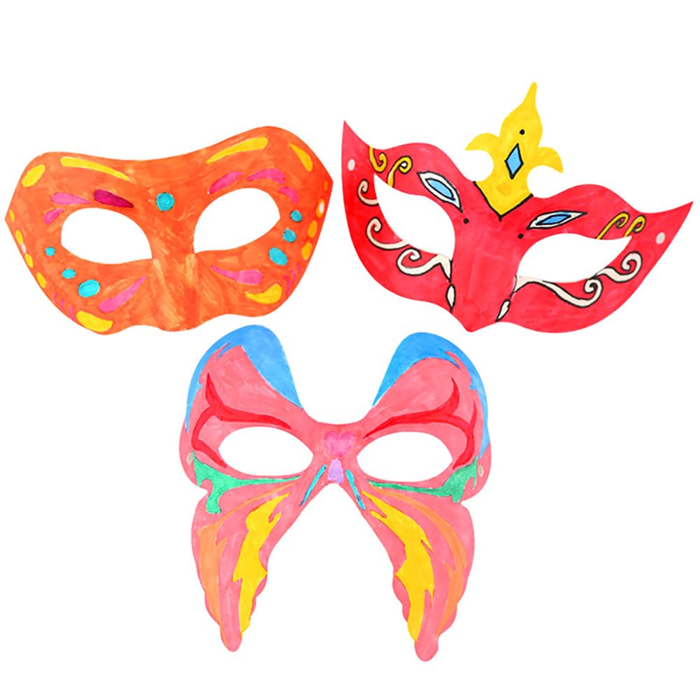 UUYYEO 10 Pcs White Half Face Paper Masks - Masquerade Craft Masks - Paintable & Decorate - Kids & Adults