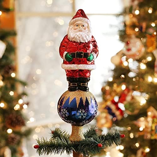 Old World Christmas Santa Tree Top Glass Blown Ornament for Christmas Tree, Handcrafted Holiday Decoration, Santa Collection