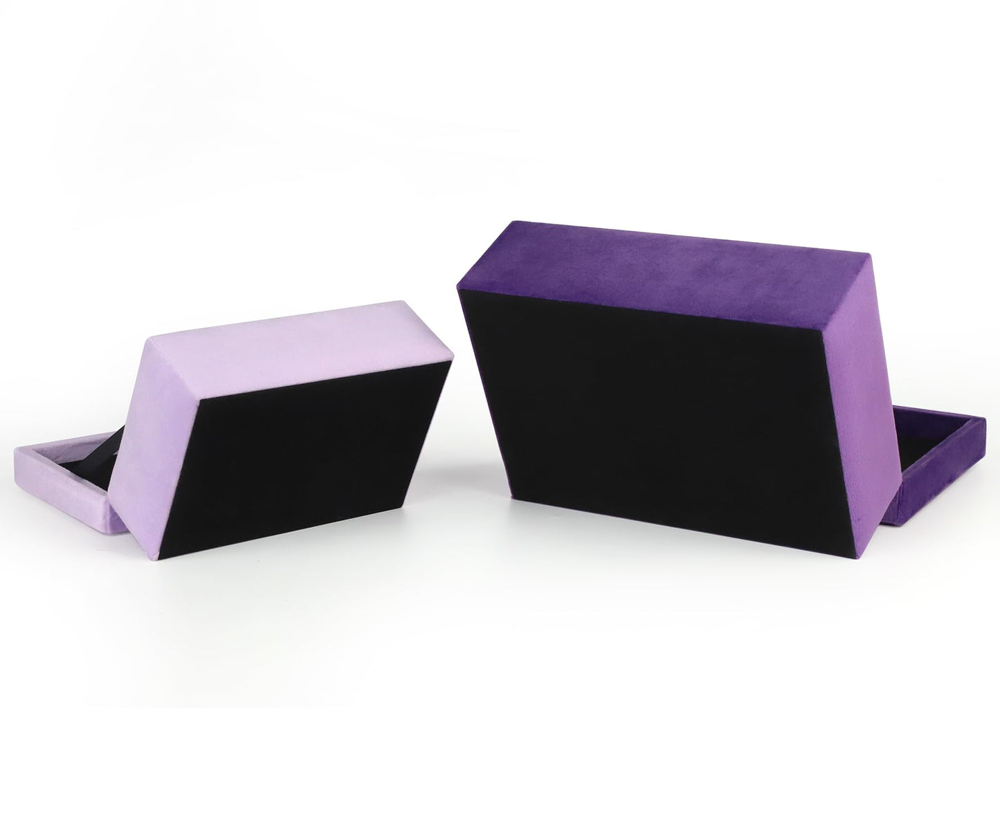 HofferRuffer Velvet Jewelry Boxes Decorative Boxes, Storage Accessory Organizer Boxes with Elegant Handle Decor, Classic Velvet Set of 2 Pieces (Purple)