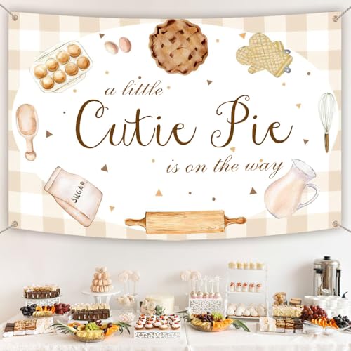 AIBIIN 7x5ft Baby Shower Backdrop - Little Cutie Pie is On The Way Photography Background - Party Decorations & Photo Booth Props - size: 7x5ft