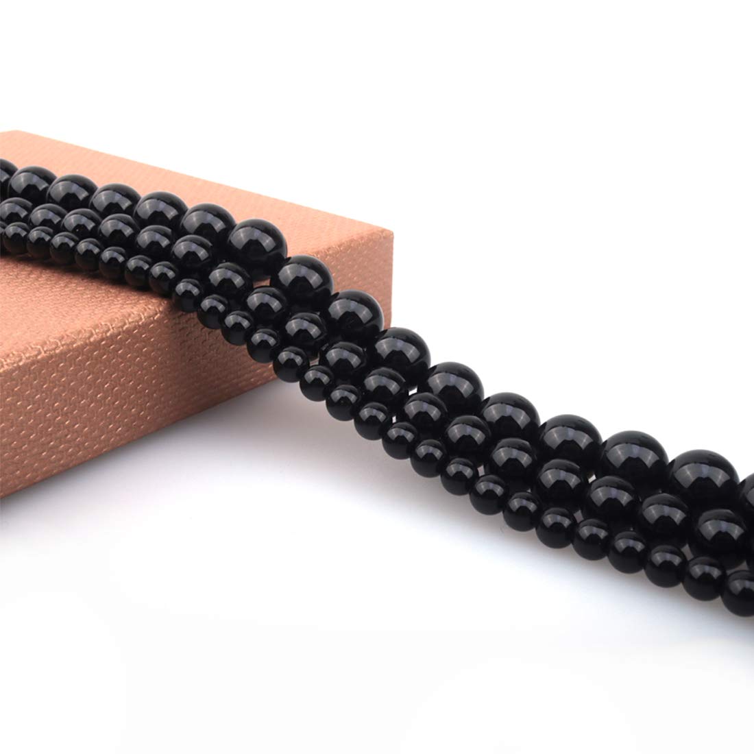 ICAI Beads 10mm Natural Black Onyx Stone Round Loose Stone Beads for Jewelry Making DIY Crafts Design 1 Strand 15" APPR.34-36pcs