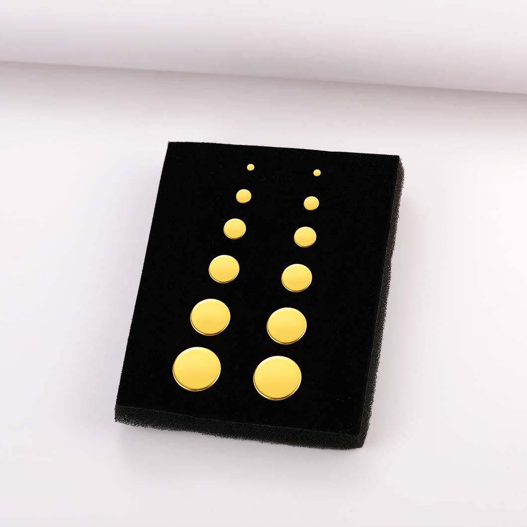 Round Earrings Set for Men Women Cartilage Ear Piercing Plugs Earring Stud 18K Gold Plated Fashion Jewelry