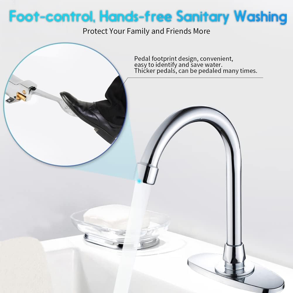 LukLoy 2 Pack Floor Mount Single Pedal Valve, Polished Chrome