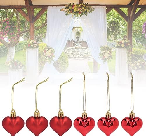 24 Pcs Christmas Pendant Balls Heart Shape Plastic Detachable Hook Rope Rounded Edges Hanging Ornaments