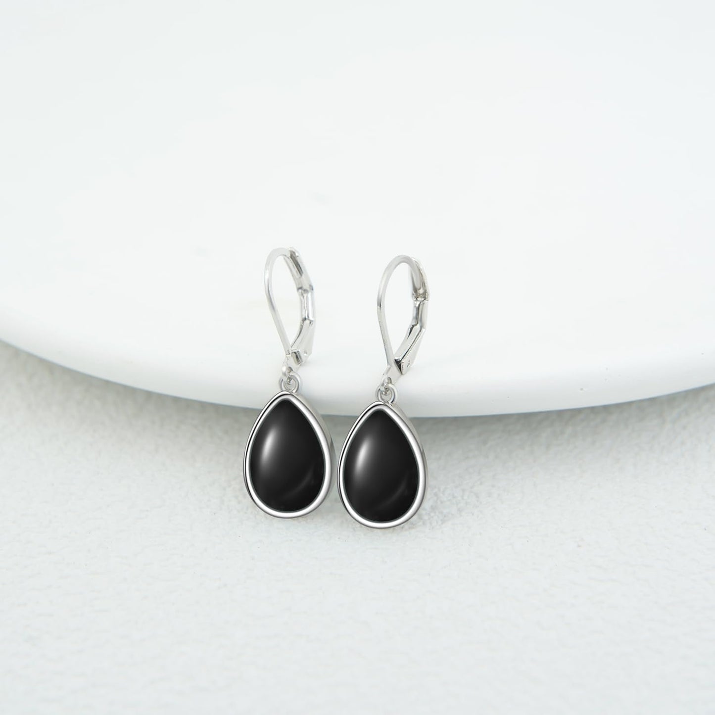 TALYKONG Black Onyx Earrings for Women Teardrop Leverback Dangle Earrings for Women (black onyx earrings)