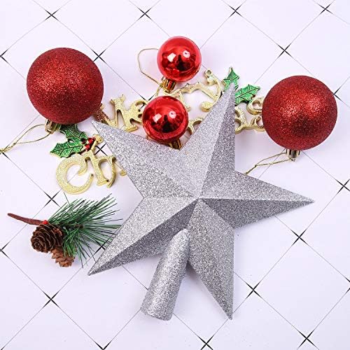 Aneco 2 Pack Glittered Christmas Tree Topper Star Treetop for Small Christmas Tree Decoration or Home Decor, Hard Plastic