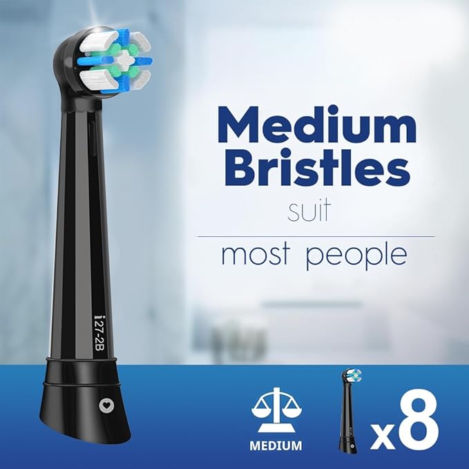 8 Pack IO Replacement Heads Compatible with Oral B iO 2/3/4/5/6/7/8/9/10 Series Electric Toothbrush, Brush Heads Compatible with Oral B iO for Gentle Dental Care (Black/White)