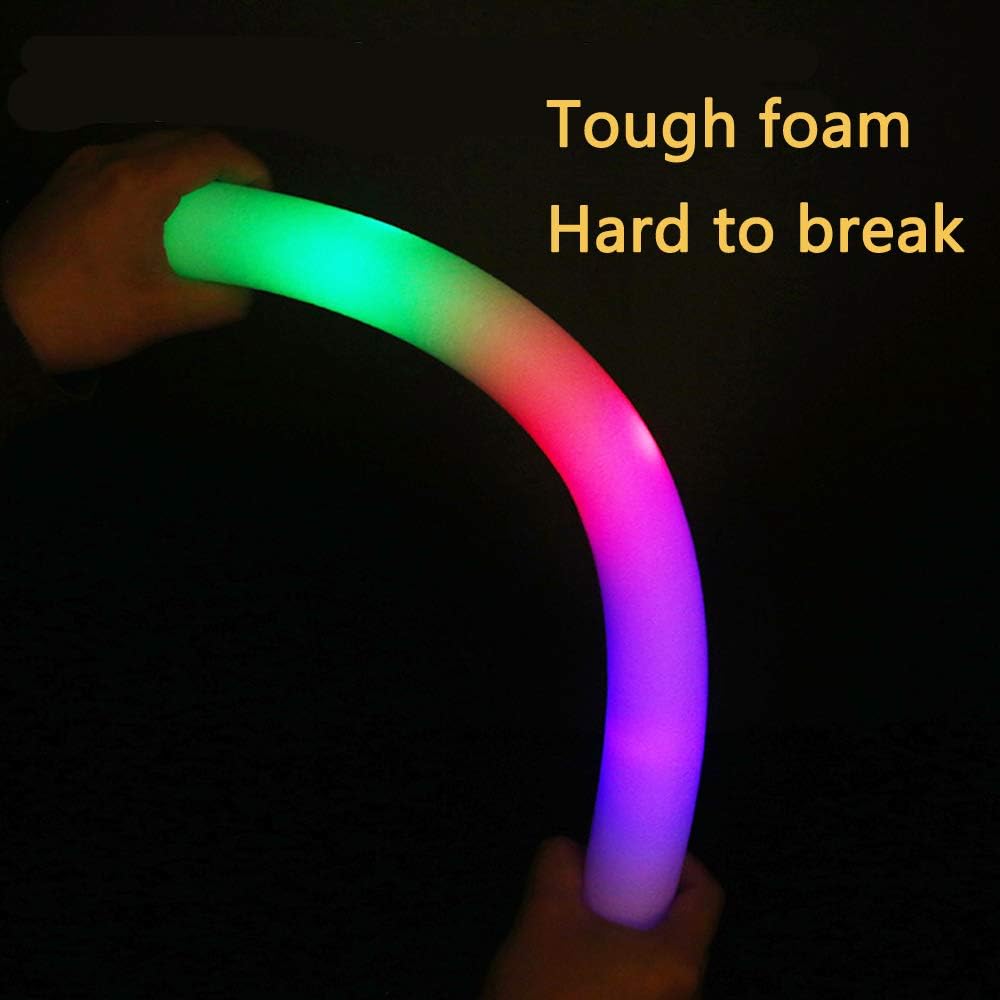 Glow Sticks Bulk - 24 Pcs LED Foam Sticks Glow Batons with 3 Modes Flashing Effect, Glow in The Dark Party Supplies for Party Wedding Birthday Concert Halloween Christmas