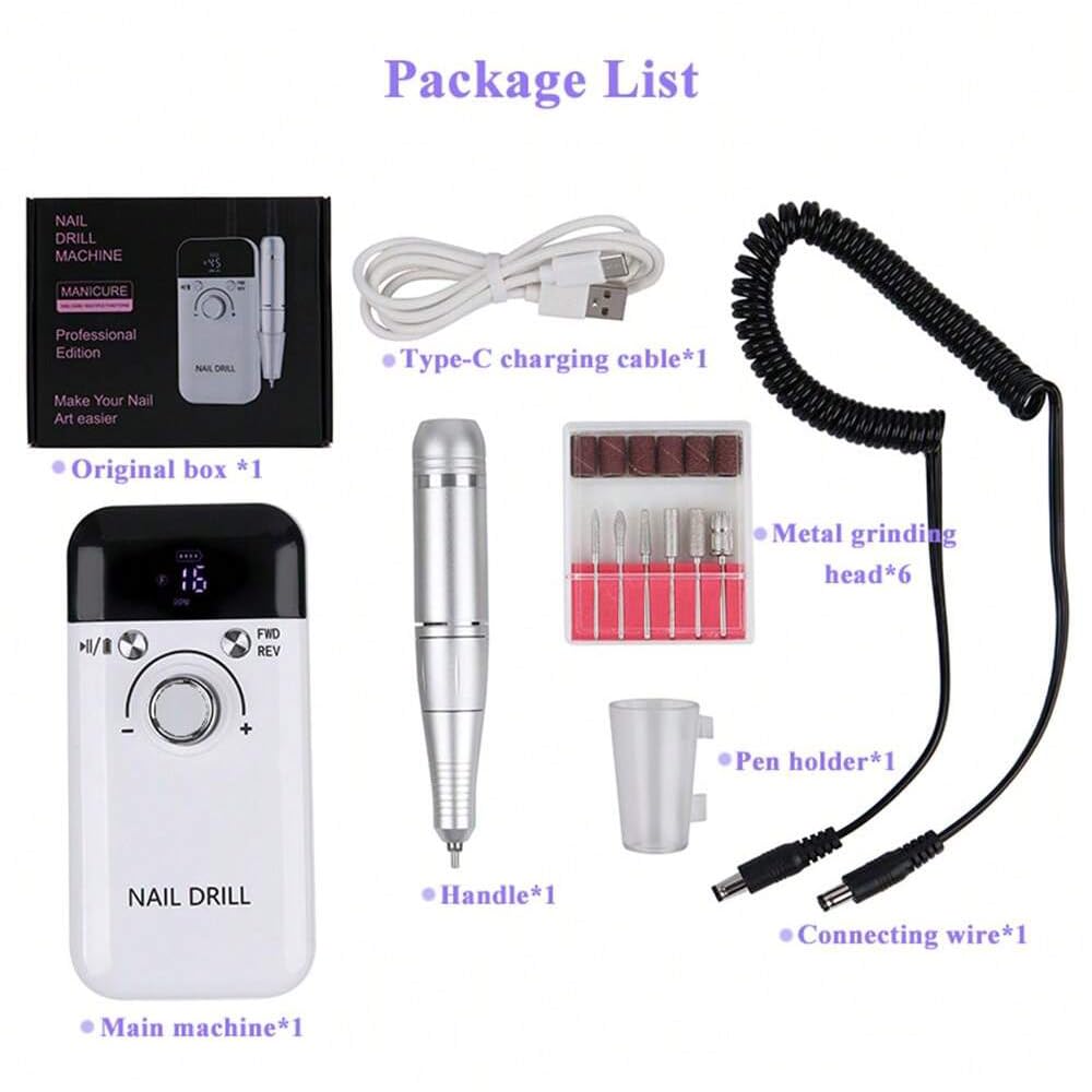 Tfscloin-45000RPM Rechargeable Electric Nail Drill Machine Professional Nail Drills for Gel Nails Polish Portable Nail File Manicure Tool (Pink)