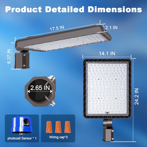 480W LED Parking Lot Light Slip Fitter Mount 72000LM Dusk to Dawn 5000K Led Flood Light Outdoor Commercial Security Area IP65 Waterproof 85-277V for Street Stadium Driveway - size: 480W Pole Mount