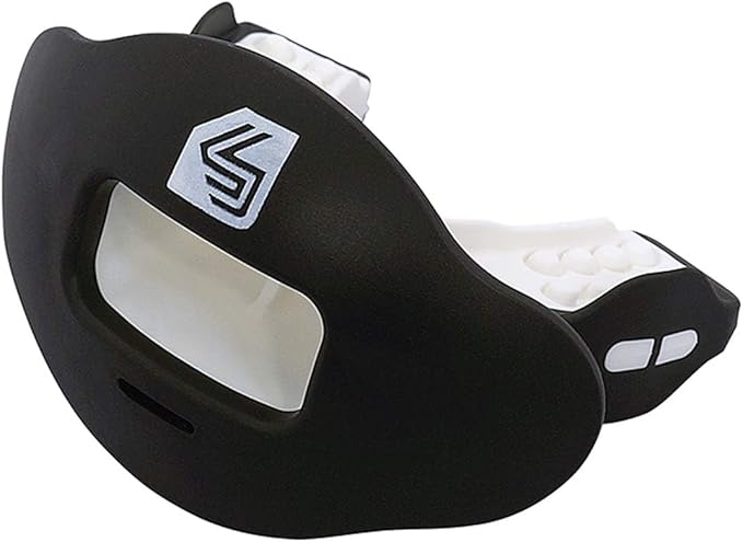 Shock Doctor Lip Guard, Adult and Youth Mouth Guard Football with Strap, Breathable Wide Opening Football Mouthpiece for Youth and Adults OSFA, Shock Doctor Mouth Guards, Max Airflow