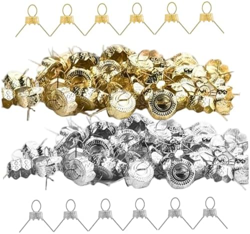 Ornament Caps 100Pcs Secure Metal Christmas Ornament Hooks Replacement Hangers for Christmas Tree, Porcelain, Ceramic or Glass Decoration, 20mm, Silver