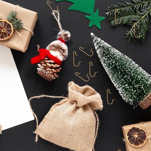 200 Pack Christmas Ornament Hooks, Christmas Tree Ornament Gold Hanging Hooks S-Shaped Christmas Ornament Hangers for Christmas Tree Garland Decorations New Year Party