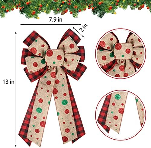 4PCS Large Christmas Wreath Bows for Indoor Outdoor Tree Topper Wall Decor