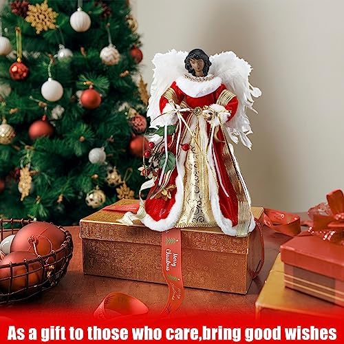 Retrowavy 12 Inch Black Angel Christmas Tree Topper, Classic Style