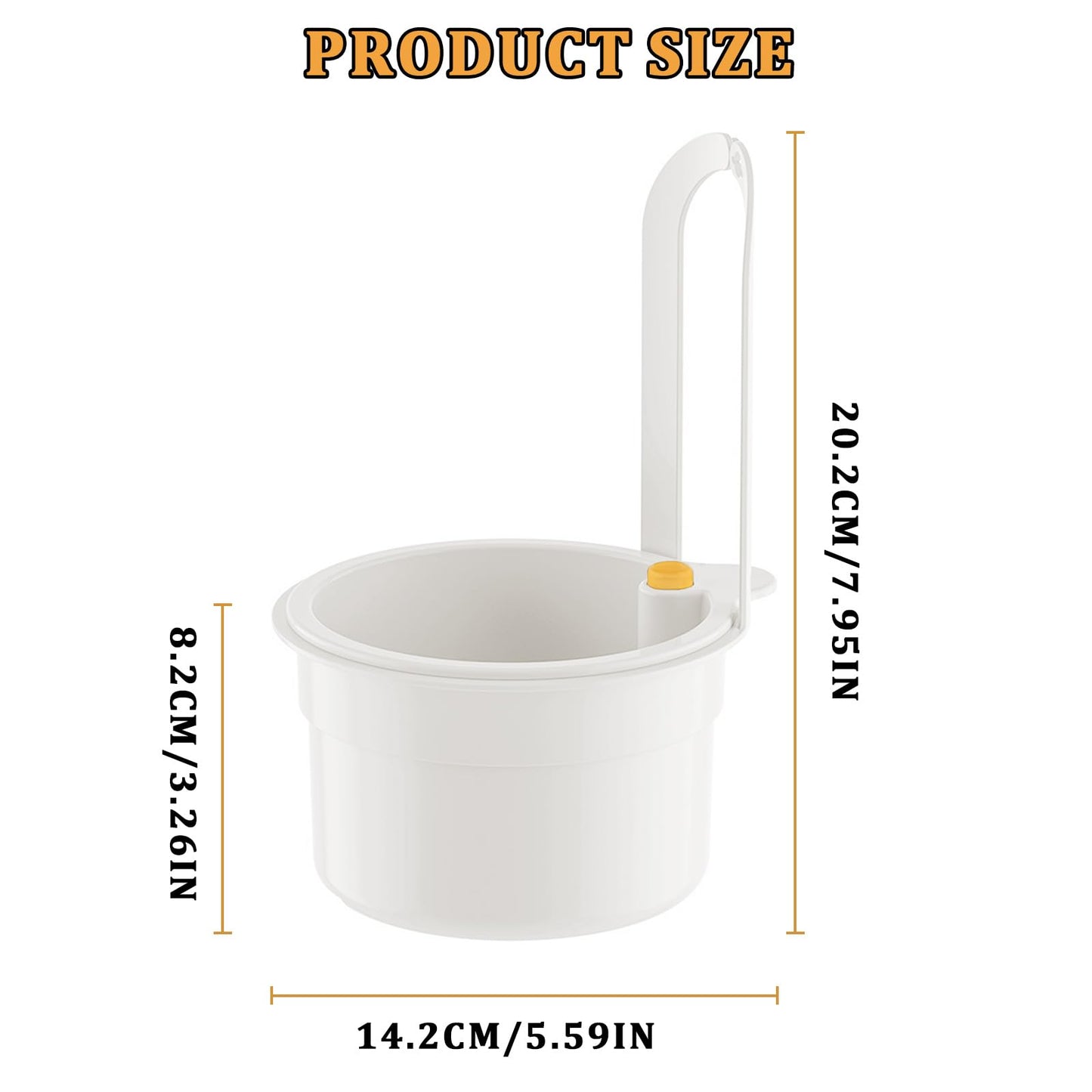 Sink Strainer Basket with One-Touch Drain Mesh, Snap-On Strap & Detachable Design – Kitchen Sink Food Scrap Filtering Storage Organizer (White)