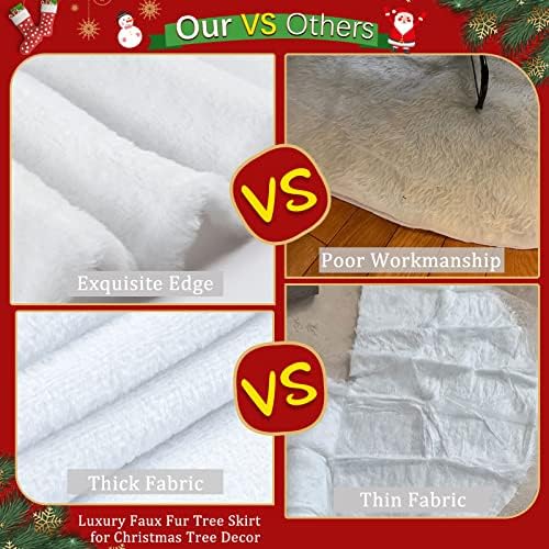 Christmas Tree Skirt White 36 inch Small Tree Skirt Faux Fur Skirt Tree