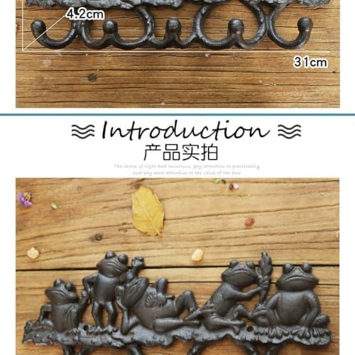 European Cast Iron Five Frogs Wrought Iron Hook, Wall Decor Ornament