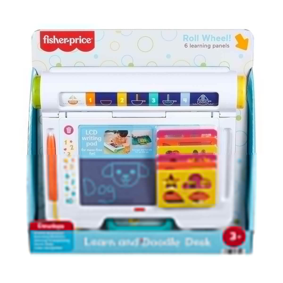 Fisher-Price Preschool Toy Learn & Doodle Desk Mess-Free Writing & Drawing Tablet with LCD Screen for Travel Creative Play Kids Ages 3+ Years