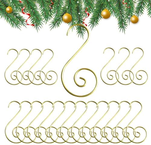 Star/S Shaped Ornament Hooks - Versatile 20-Count Pack for Holiday Decorating | Crafted from Steel Wire | Easy to Bend for Custom Angles | Reliable Hangers for Door, Wall, and Festive Party