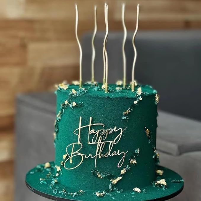 Gold Mirrored Happy Birthday Side Cake Topper