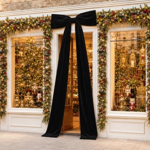Knitgrip 1 Pack 28x118 in Christmas Large Velvet Bows, Black