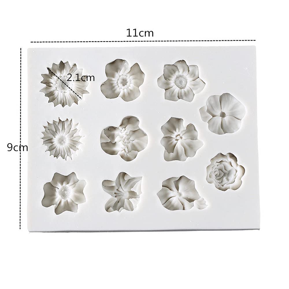 Sunflower Rose Flowers Shape Silicone Mold Cake DIY Decoration Chocolate 3D Mould Tools Color Random