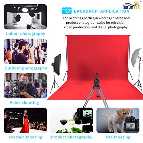 ISSUNTEX 6X9 ft Background Muslin Backdrop, Photo Studio, Collapsible High Density Screen for Video Photography and Television-Red - color: Red, size: 6X9 ft
