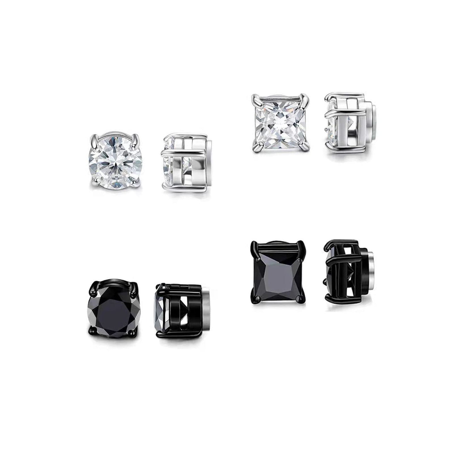 LEBOCADO Stud Earrings Set for Men Women, Non-Piercing Cross Dangle Hoop Earrings Unisex, Stainless Steel Magnetic Earrings Clip on Earring Set (10 Pairs)