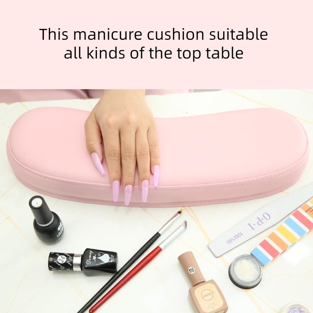 QUEESALN Manicure hand Rest Cushion Pillow Pad, Nail Polish Hand Cushion Pillow, Manicure Table Portable Nail Table Hand Cushion, Nail Art Tools Hand Cushion, Nail SPA Salon Home DIY Nail Tech (Pink)