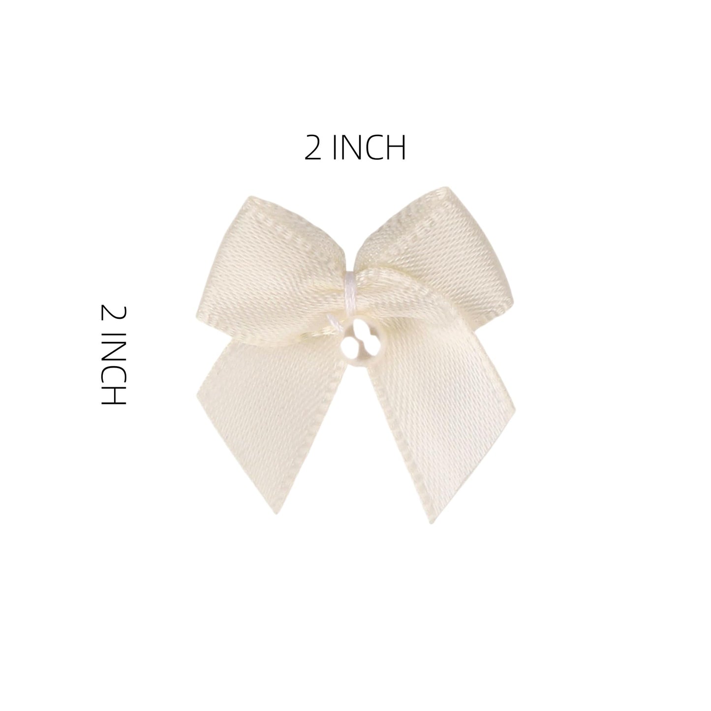 Meseey 60Pcs 2 Inch Mini Ivory Satin Ribbon Bows with Pearl, Pre-Tied Soft Cream Flower Appliques for Sewing, Scrapbooking, Wedding, Baptism, Gift Wrapping & DIY Crafts