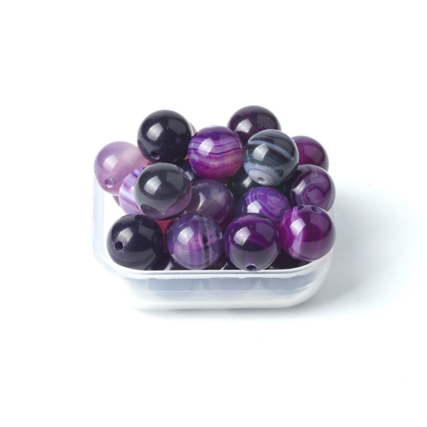 100Pcs Natural Stone 6mm Purple Striped Agate Round Loose Gemstone Energy Healing Beads Hole Size 1mm DIY Smooth Beads for Bracelet Necklace Earrings Jewelry Making