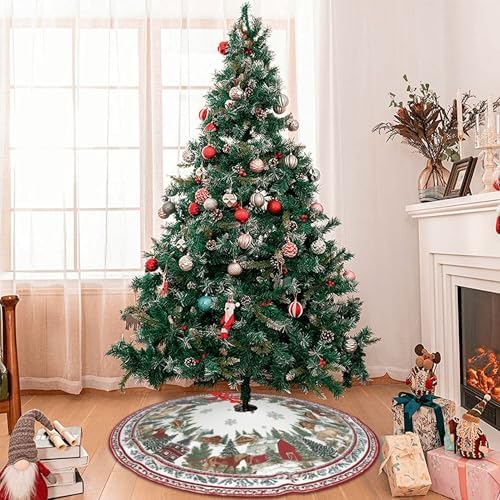 Horse Christmas Tree Skirt 36 Inch Xmas Tree Mat Party Decor Supplies for Holiday Home Decorations