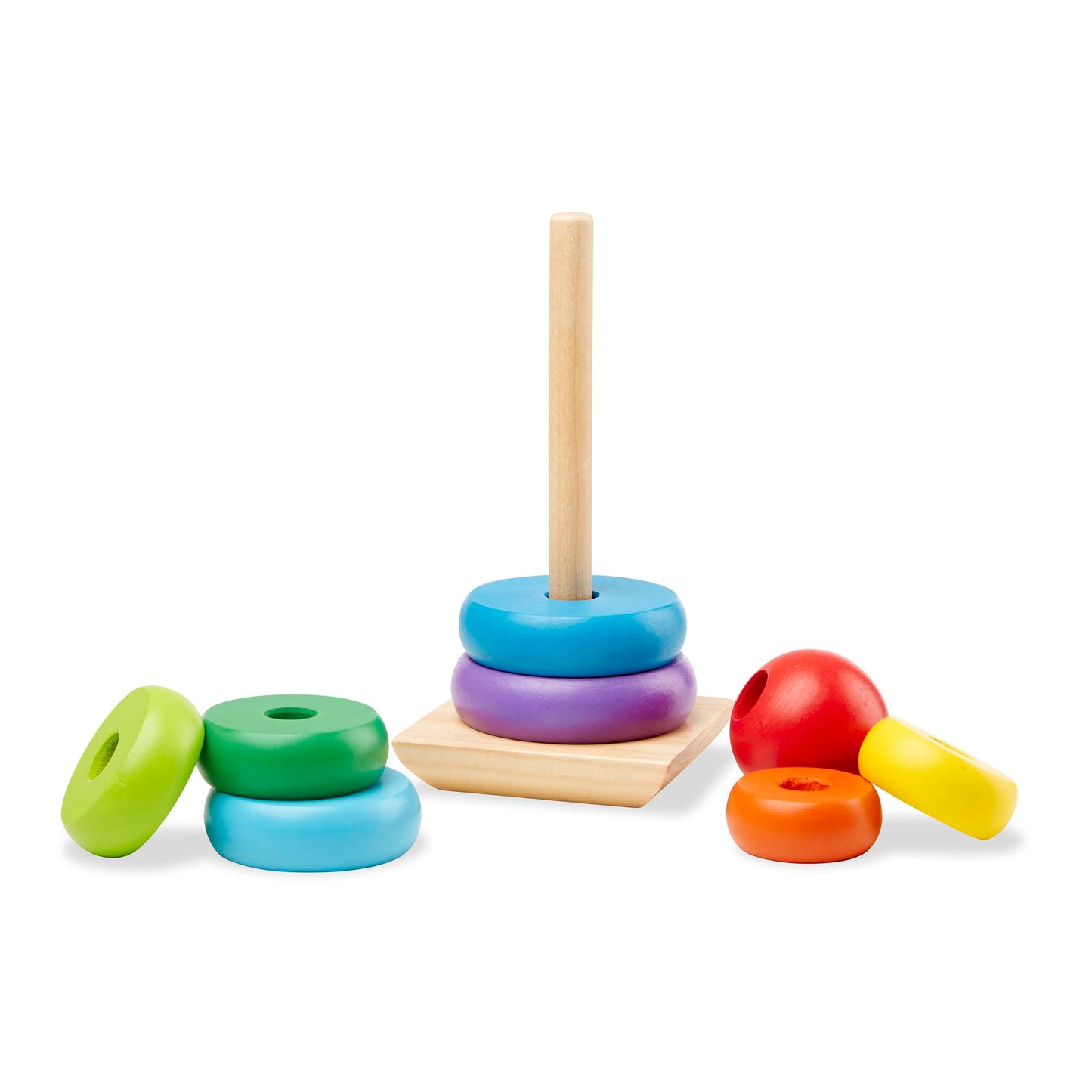 Melissa & Doug Rainbow Stacker Wooden Ring Educational Toy - Wooden Stacking Rings, Stacker Toys for Toddlers Ages 2+
