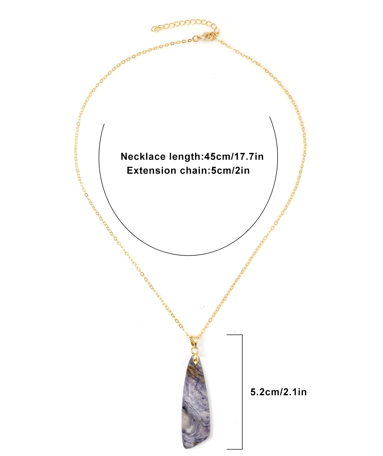 Wovanoo Nature Stone Necklaces for Women Boho Pendant Necklace 18K Gold Chain Necklaces White Blue