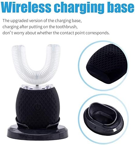MAYBUY Automatic Ultrasonic Toothbrush Toothbrush for Adults 360°Electric Toothbrush 45'' Automatic Timer Wireless Charging Washable Travel Home Dual-use (Black, 1)