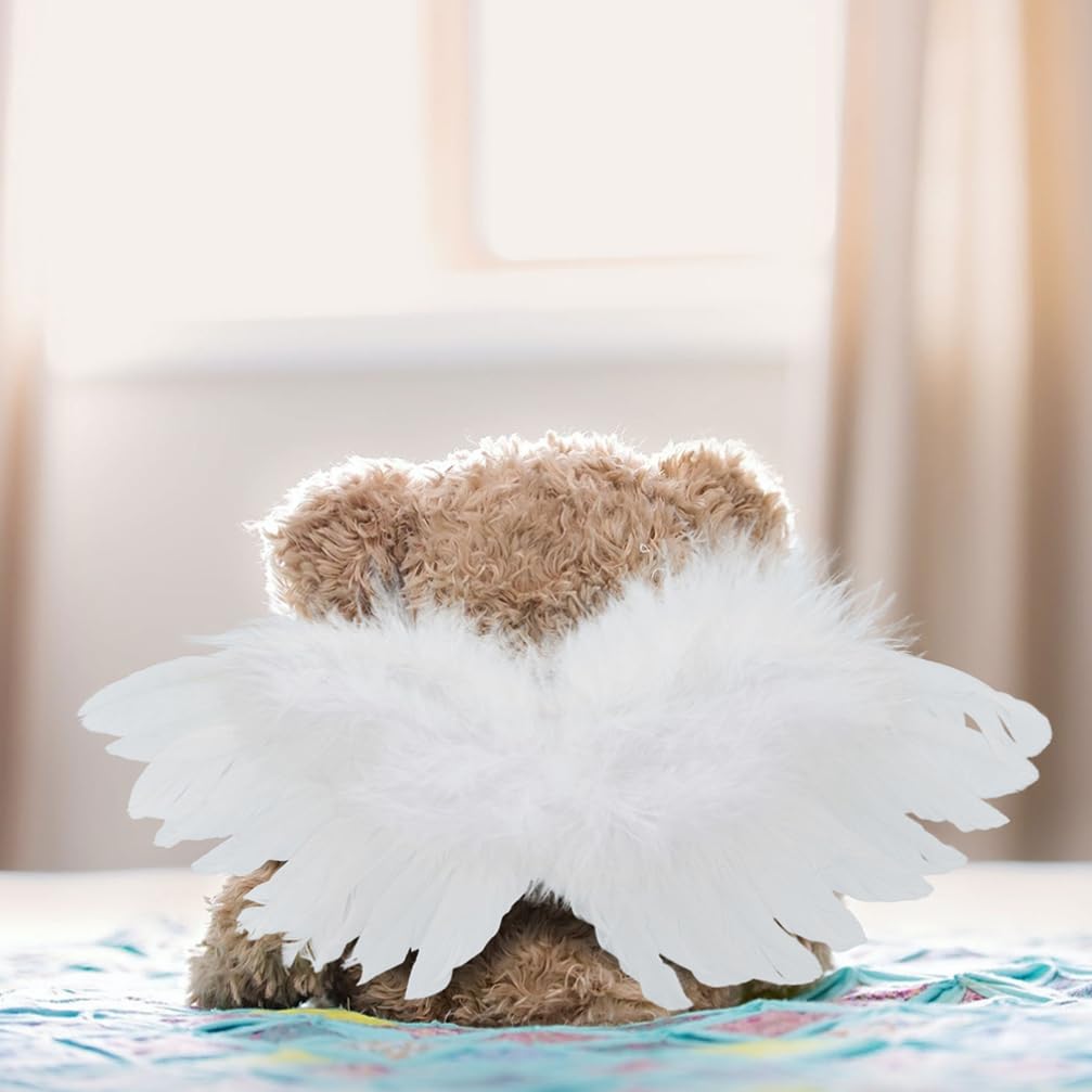 TOYANDONA 2pcs Small Angel Wings Feathers Costume Mini Wings Doll Decor for DIY Crafts Halloween Christmas Tree Ornaments Dollhouse Decor