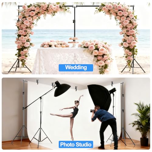 FUDESY 10x20ft Backdrop Stand Heavy Duty Adjustable Photography Background Support System with Angle Rotatable Connector, Spring Clamps, Sandbags, Ring Clips, Carry Bag for Photo Video Studio, Wedding - size: 10x20ft